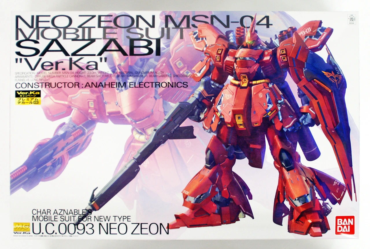 Bandai MG 222415 Gundam Neo Zeon MSN-04 Sazabi Version Ka With Special Decal 1/100 Scale Kit 3 Bandai MG 222415 Gundam Neo Zeon MSN-04 Sazabi Version Ka With Special Decal 1/100 Scale Kit